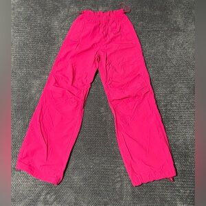 Love Tree Women's Nylon Baggy Parachute Pants Hot Pink Drawstring Joggers Size S